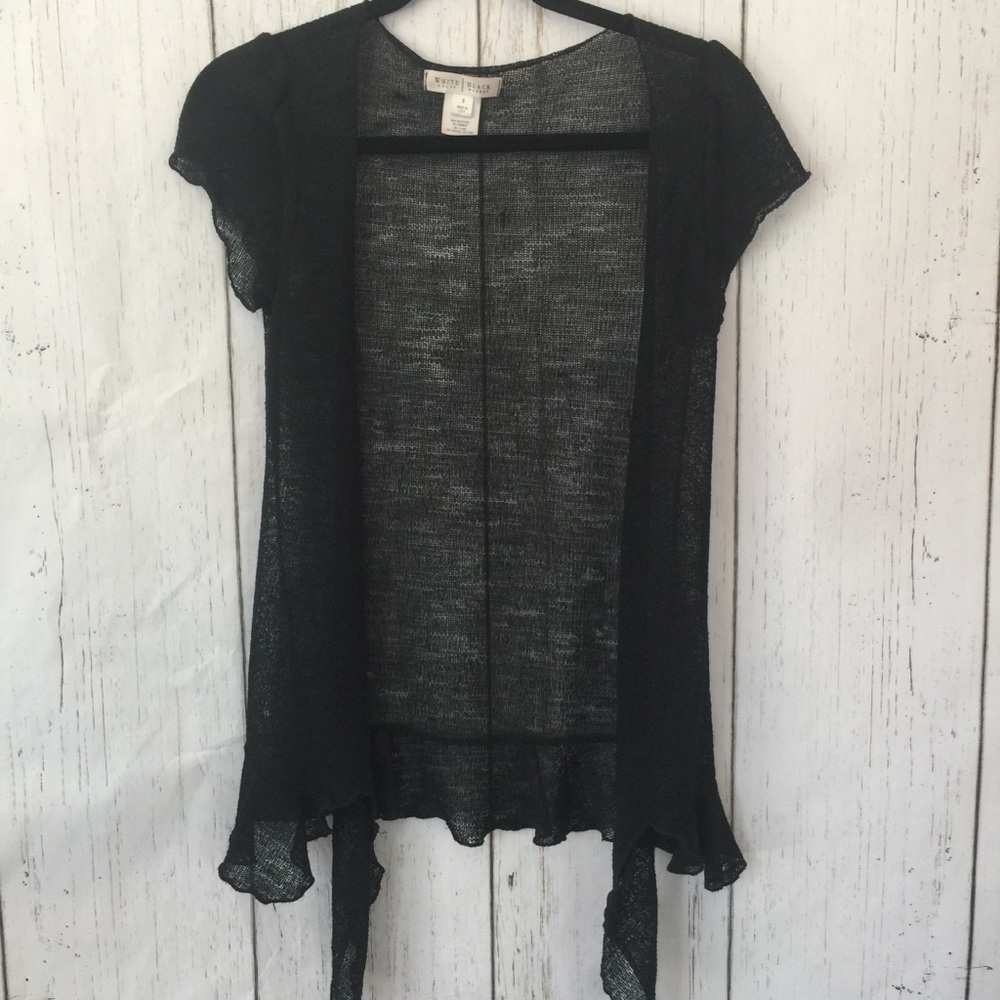 WHBM sheer  knit short sleeve jacket baby ruffles